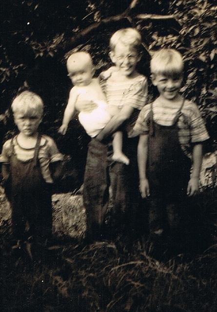 Wes and Dennie with Johnnie and Tookie Oxen Circa 1943
